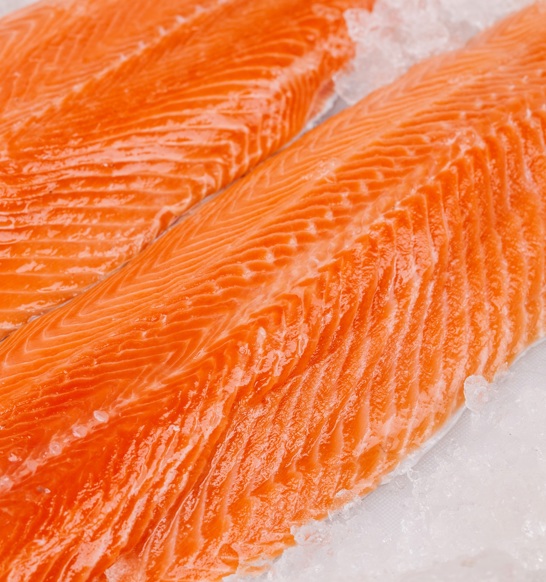 Salmon Fillets In Flake Ice