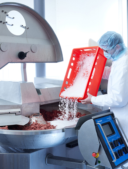 MAJA flake ice for emulsified sausage production