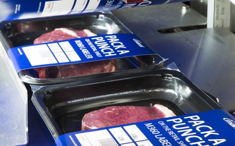 Marel M360 Linerless Labeler for premium wrap around food labeling