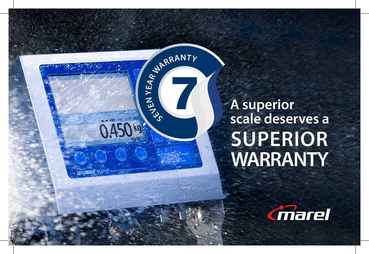 7 years superior warranty on Marel Scales