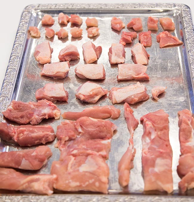 Portioning applications for deboned leg meat