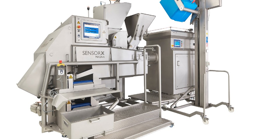 Marel's SensorX Magna is a compact, high-capacity, inline trim inspection system that keeps your trim bone-free and fat to lean ratio on target.