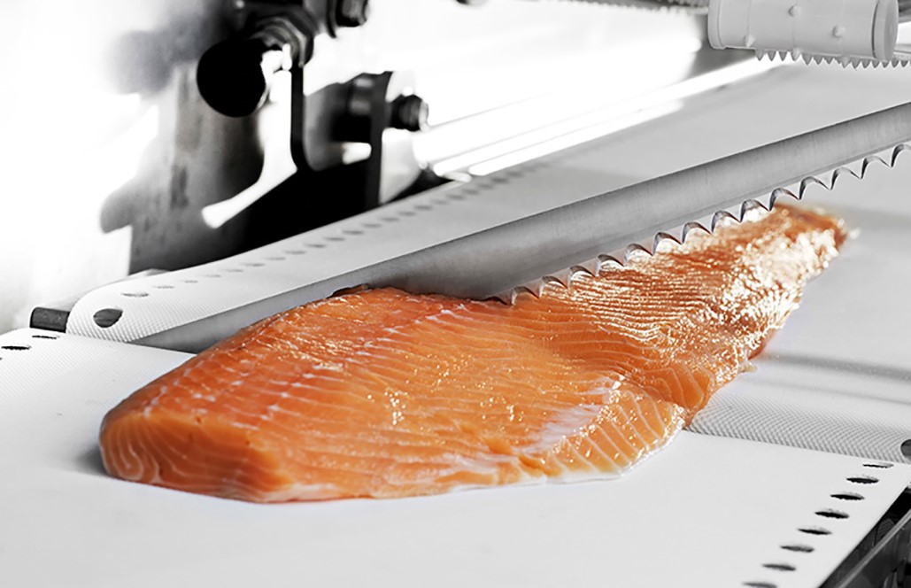 Marel's I-Cut 130 PortionCutter has advanced cutting programs to increase yield when portioning salmon