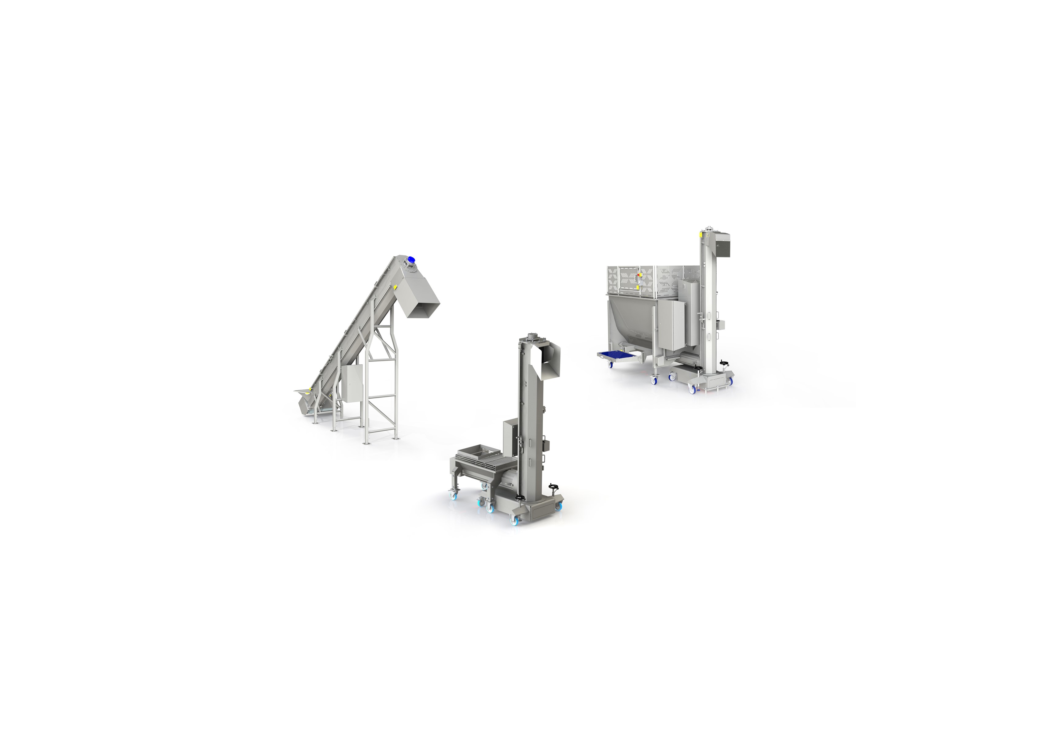 Giraffes, screws and buffers feeding solutions for grinders and mixers